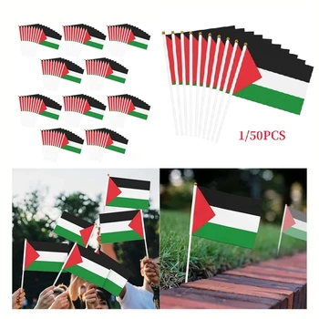 1-50PCS Palestine Zastavo Poliester odpornost proti bledenju Palestine Zbirateljske Zastavo Prenosni Multi-Delni Set S Palico Strani Koljenast Zastavo - Slike 1  