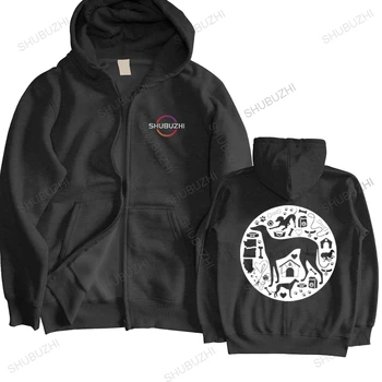 Greyhound hooded jakna Moški Pre-skrčilo Bombaž Pes Ljubimec svoboden slog hoodie Vrhovi Urban Moda hoody Priložnostne Srajco Oblačila Darilo - Slike 1  