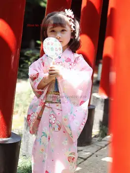 2024 tradicionalni japonski kimono obleko za otroke letnik japonski kimono plašč nacionalni cvet tiskanja uspešnosti cosplay kostum - Slike 1  
