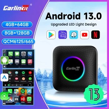 Carlinkit QCM6225 Ai Polje Android 13 Led Brezžični Android Auto & Apple CarPlay Smart Tv Box Za Youtube, Netflix Avto Dodatki - Slike 1  