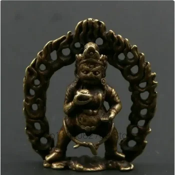 Kitajski Bronasto Črni Bog Bogastva, Tibera Barra Bogastvo Amulet Exorcise Zlih Duhov Kip - Slike 1  