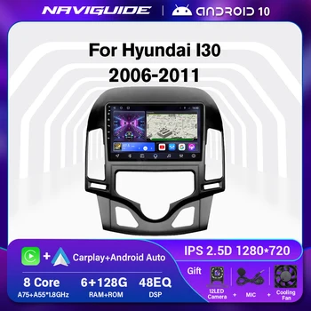 NAVIGUIDE S1 6+128G avtoradia Za Hyundai I30 NA MT 2006-2011 Carplay Multimedijski Predvajalnik Videa, GPS Navi glavne enote Auto Stereo DSP - Slike 1  