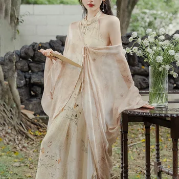 Ženske Povodcem brez Rokavov Cheongsams Izboljšano Kitajski Slog Qipao Nastavite Seksi Tiskanja Obleko Elegantno Vestidos&jopico Pravljice Kostumi - Slike 1  