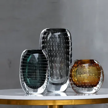 Steklena Vaza Ustvarjalne Preprosto Sodobno Namizje Za Cvetlični Aranžma Vzorec Soba Mehko Dekoracijo Dnevna Soba Dekoracijo Barvna Glazura - Slike 1  