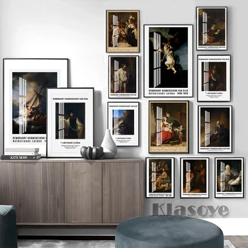 Rembrandt Van Rijn Razstava Muzeja Retro Plakat Slika Moderne Stenske Umetnosti Spalnica Doma Dekor Platno Visoke Kakovosti Slikarstvo - Slike 1  