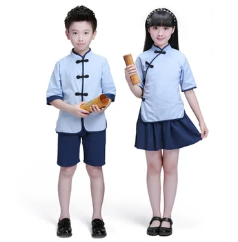 Otrok Kitajski Oblačila HanFu Fantje Kung Fu Wushu Dekleta Kitajsko Cheongsam Novo Leto Obleko Vrtca, Šolske Uniforme Otroci Set - Slike 1  