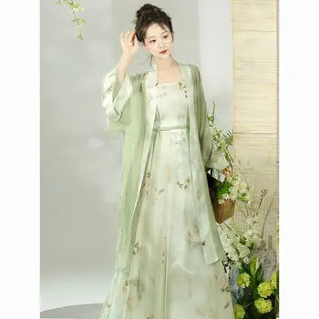 Zeleni Kitajski slog Tang slog Hanfu ženske noše z tradicionalnih Kitajskih žensk starinski slog vsakdanjega poletje - Slike 1  