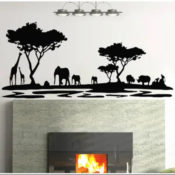 Afriške divje živali Stenske Nalepke Home Interior Design Art dekor vinilna dnevna soba dekoracijo izmenljivem vinilne nalepke G997 - Slike 1  