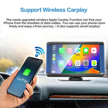 Prenosni Avto Radio Stereo Multimedijski Predvajalnik, 7 palčnim Dash Gori zaslon na Dotik, Brezžično Carplay Android Auto s Siri/Bluetooth/AUX - Slike 1  