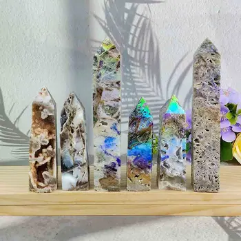 Naravni Gemstone Sfalerit Aura Kristalne Geode Stolp Energije Quartz Druzy Ornament Electroplated Kristali Obelisk Doma Dekoracijo - Slike 1  