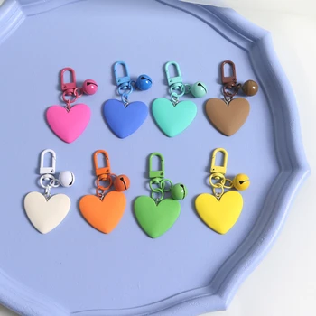 Risanka Srčkan Srce Ženske, Sladko Preprosto Nekaj Vrečko Obesek Multicolor Bell Avto Keychain Slušalke Primeru Keyring DIY Prijateljstva - Slike 1  