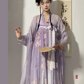 Tradicionalna Kitajska Letnik Hanfu Obleka Ženske Elegantne Pearl Tassel Cvjetnim Tiskanja Fazi Ples Obleka Ženska Sweet Princess Določa - Slike 1  