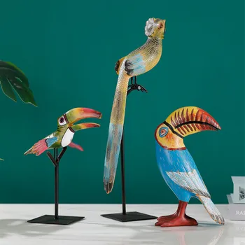 Visoko Kakovostne Smole Papiga Umetnostne Obrti, Domači Namizni Okras Proizvodov Živalskega Ptica Figur Okras Za Dom Darilo - Slike 1  