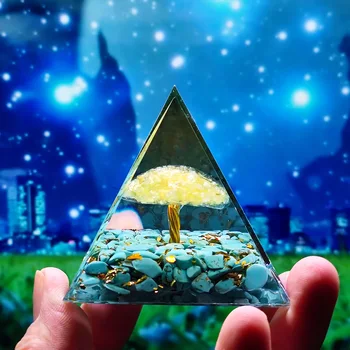 Novo kristalno kroglo drobljen kamen, piramida domače obrti smolo okraski okraski, namizno - Slike 1  