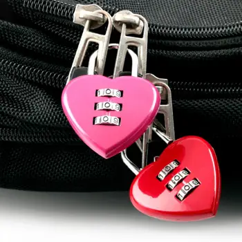 Srce Ključavnico Koda 3 Številke Geslo Kombinacija Srca Obliko Varnosti, Ljubezni, Cinkove Zlitine Polje Prtljage Zaklepanje Gospodinjski Pripomočki - Slike 1  