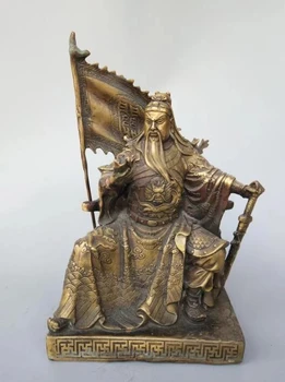 BREZPLAČNA DOSTAVA Kitajski čisto medenina guan gong bere knjigo kip - Slike 1  