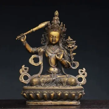 Gospodinjski Bronasto Gem Vdelan Kip Bude Bodhisattva - Slike 1  