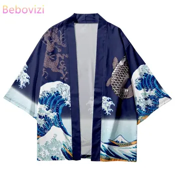 Japonski Gunma Valovi Ribe Tiskanja Cosplay Kimono Harajuku Ženske Moški Jopico Plaži Yukata Moda Tradicionalnih Haori Priložnostne - Slike 1  