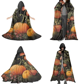 Halloween Hooded Cape, Bučna Tiskanja Cosplay Kostumi Za Otroke in Odrasle, Starš-Otrok Kostum, Stranka Rojstni dan Pusta Noč - Slike 1  
