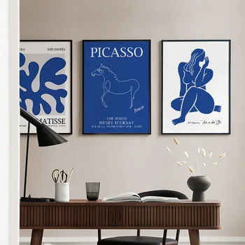 Modra Henri Matisse Picasso Ženska Nag Botanični Plakatov In Fotografij Wall Art Platno Slikarstvo Za Dnevno Sobo Dekorativne Slike - Slike 1  