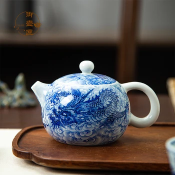 n ročno poslikano modri in beli čaj nastavite retro gospodinjski teacup darilo čaj nastavite čajnik - Slike 1  