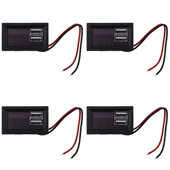 4X Rdeča Led Digitalni Zaslon Voltmeter Napetost Volt Meter Tester Plošča Za Dc 12V Vozila USB 5V2A Izhod 12,6 V Baterija - Slike 1  
