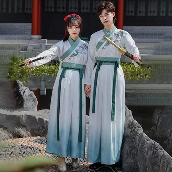 Moški in Ženske Hanfu Starodavne Tradicionalne Kitajske Dinastije Song Oblačila Viteško Nesmrtni Mečevalec Cosplay Kostum Nastavite Veliko - Slike 1  