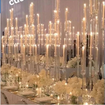2pcs 4 KOS /10 kos Akril candelabra poroko centerpieces jasno svijećnjak poročni obred primeru stranka dekoracijo - Slike 1  