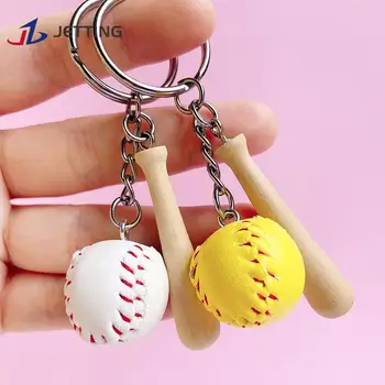 Baseball Keychain Mini Lesene Bat Žogo Keyring Keychains Za Dekleta Športne Ekipe Žogo Ujemajo Igre Key Ring Darilo - Slike 1  
