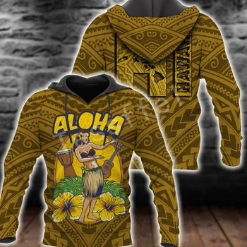 Tessffel Aloha Havajih Polinezijski Kulturi 3D Tiskanih Nove Modne Moške Hooded Majica Zadrgo Kapuco Priložnostne Spolne Puloverju H14 - Slike 1  
