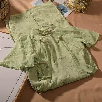 Izboljšano Cheongsam 2023 Poleti Zeleno, Sladko Mlada Dekleta, Tradicionalno Kitajsko Sodobno Kawaii Srčkan Elegantno Qipao Obleko za Ženske - Slike 1  