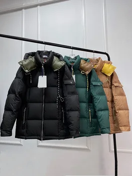 Moda plašč zimske Moške in ženske 2023 hooded Navzdol jakno Športna jakna Vrvico design plašč svoboden barva toplo parka - Slike 1  
