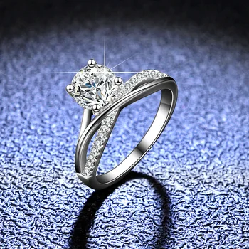 HOYON 100% Moissanite Klasičnih Vdelan Diamant Žensk Obroč s925 Sterling Srebro Predlog Poročne Poročni Nakit Darilo GRA - Slike 1  