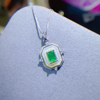 Naravni smaragdno ogrlico, obesek za ženske, srebro 925 nakit razkošje gem kamni 18k pozlačeni free shiping predmeti - Slike 1  