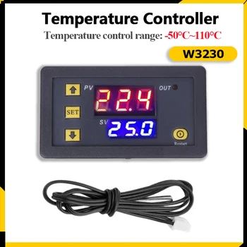 W3230 12V 24V 220V Digitalni Temperaturni Regulator 50℃~110℃ Termostat za Ogrevanje Hlajenje, Nadzor Thermoregulator S Senzorjem - Slike 1  
