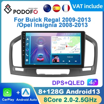Podofo AI Telefonski Android Carplay avtoradia Za Buick Regal za obdobje 2009-2013/Opel Insignia 2008-2013 Android Auto 4G DSP Navigacija GPS - Slike 1  
