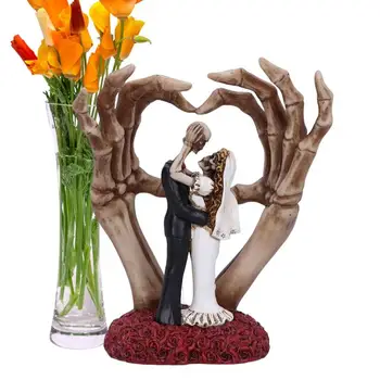 Okostje Nekaj Kip Ljubezen Nikoli Ne Umre Neveste In Ženina Okostje Par Poroko Figur Smolo Sablastan Halloween Dekor Kip - Slike 1  