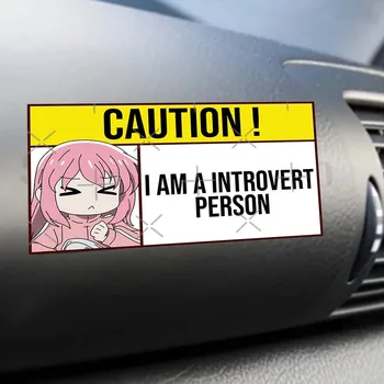 Sramežljivo Dekle Anime Avto Nalepke Nalepke Sem Introvert Oseba, Dekorativne Nalepke Auto Dodatki Vinilne Nalepke Za Prenosnik Motorno Kolo - Slike 1  
