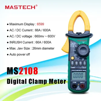 MASTECH MS2108 Digitalni Objemka Meter Multimeter 6600 Šteje True RMS AC DC Napetosti tok Tester Frekvenca Inrush Current Tester - Slike 1  
