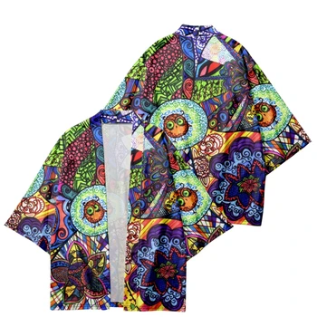 Japonski Kimono Za Moške/Ženske, Harajuku Paisley Vzorec Tradicionalnih Kratkimi Rokavi Plaži Majica Poletni Kopalni Plašči Kimono Mujer - Slike 1  