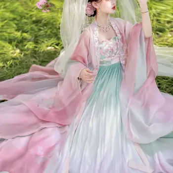 2023 Roza Hanfu Ženske Tradicionalno Kitajsko Vezenje Fazi Ples Obleka Ženska Pravljice, Cosplay Kostum Hanfu Song Dinastije Za Ženske - Slike 1  