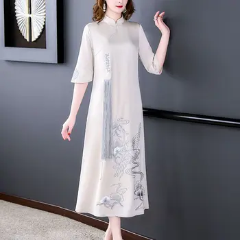 2024 kitajske tradicionalne šifon aodai qipao obleka ženske vintage obleko priložnostne vsakodnevno eleganten stranka qipao lady elegantno vestidos - Slike 1  