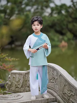 Fantje Zelena Vila Hanfu Tang bo Ustrezala Kitajski Slog Starih Kostum Tradicionalni Kostum za Otroke - Slike 1  