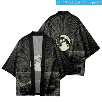 Črtasto Krajine Natisnjeni Japonskih Žensk, Moških Kimono Plaža Hlače Harajuku Jopico Priložnostne Svoboden Ulične Yukata - Slike 1  