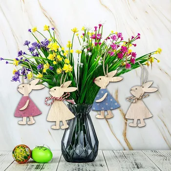 1pc Vesele Velikonočne praznike 2024 Dekorativni Izdelki Lesene Velikonočni Zajec Obesek Doma Dekoracijo Obesek DIY Stranka Dobave Darilo Za Otroke - Slike 1  