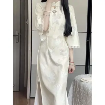 2023 Letnik Kitajski Cheongsam Svoboden Qipao Elegantne Ženske, Mladi Stranka Obleko Tradicionalni Kitajski Qipao Jeseni Dnevno Obleko - Slike 1  