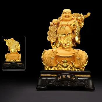 Smole Maitreja Buda Dekorativni Kip，Kitajski velik trebuh od smeha kip Bude，Domači dnevni sobi naselje srečo, darila, obrti - Slike 1  