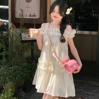 Japonski Lolita Kawaii Suspender Obleke, Ženske Koreja Sweet Stranka Mini Obleka Ženska Francija Elegantno Pravljice Obleke Poletje 2023 Nova - Slike 1  