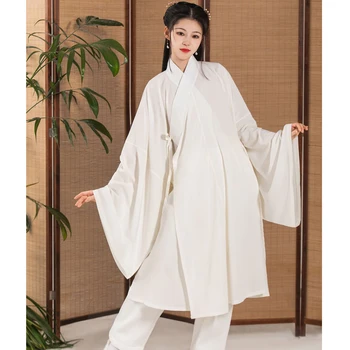 Bela Orientalski Hanfu Obleko Za Ženske In Moške Notranje Nosi Za Dama Veliki Rokav Haljo Znanja Spalna Starodavni Kitajski Slog Dno - Slike 1  