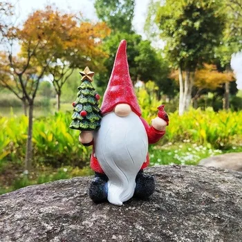 Smole Božič Obrti Santa Claus Kip Doma Dekoracijo Gnome Holding Okraski Za Novoletne Jelke Vrt Microlandscape Dekor - Slike 1  